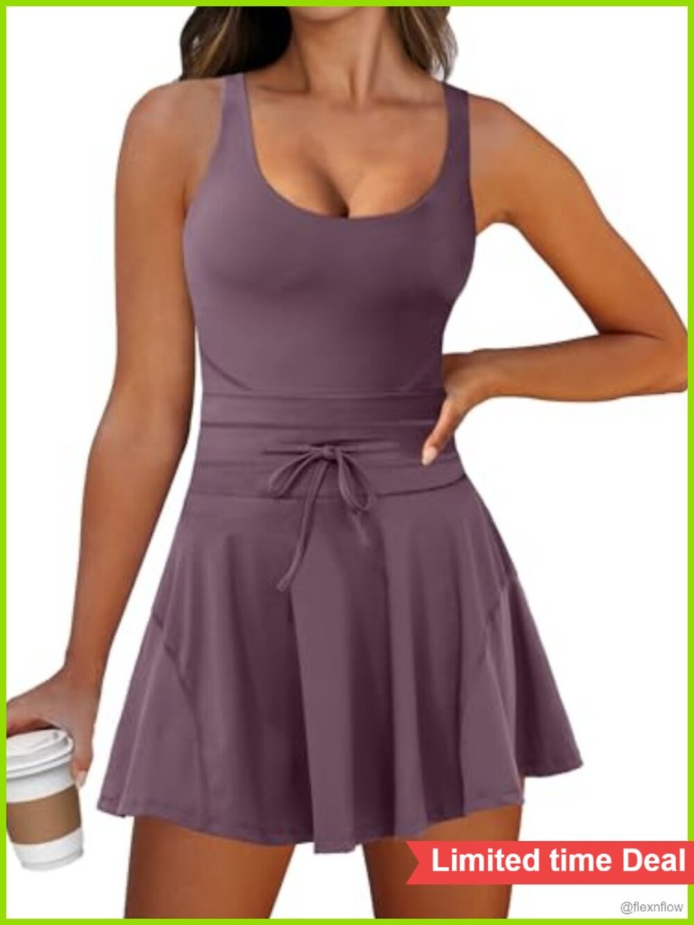 Women's Tennis Mini Dress Built in Shorts Golf Athletic Sleeveless One Piece